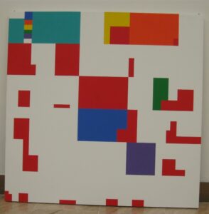 sfondo bianco con quadrati e rettangoli di colore varii